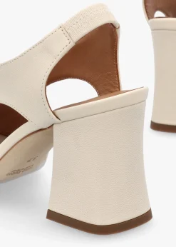 Outlet DANIEL Scoop Cream Leather Cut Away Shaped Heel Sandals