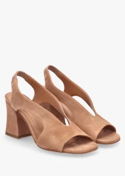 Online DANIEL Scoop Tan Suede Cut Away Shaped Heel Sandals