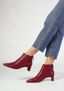 Hot DANIEL Sedda Burgundy Leather Low Heel Ankle Boots