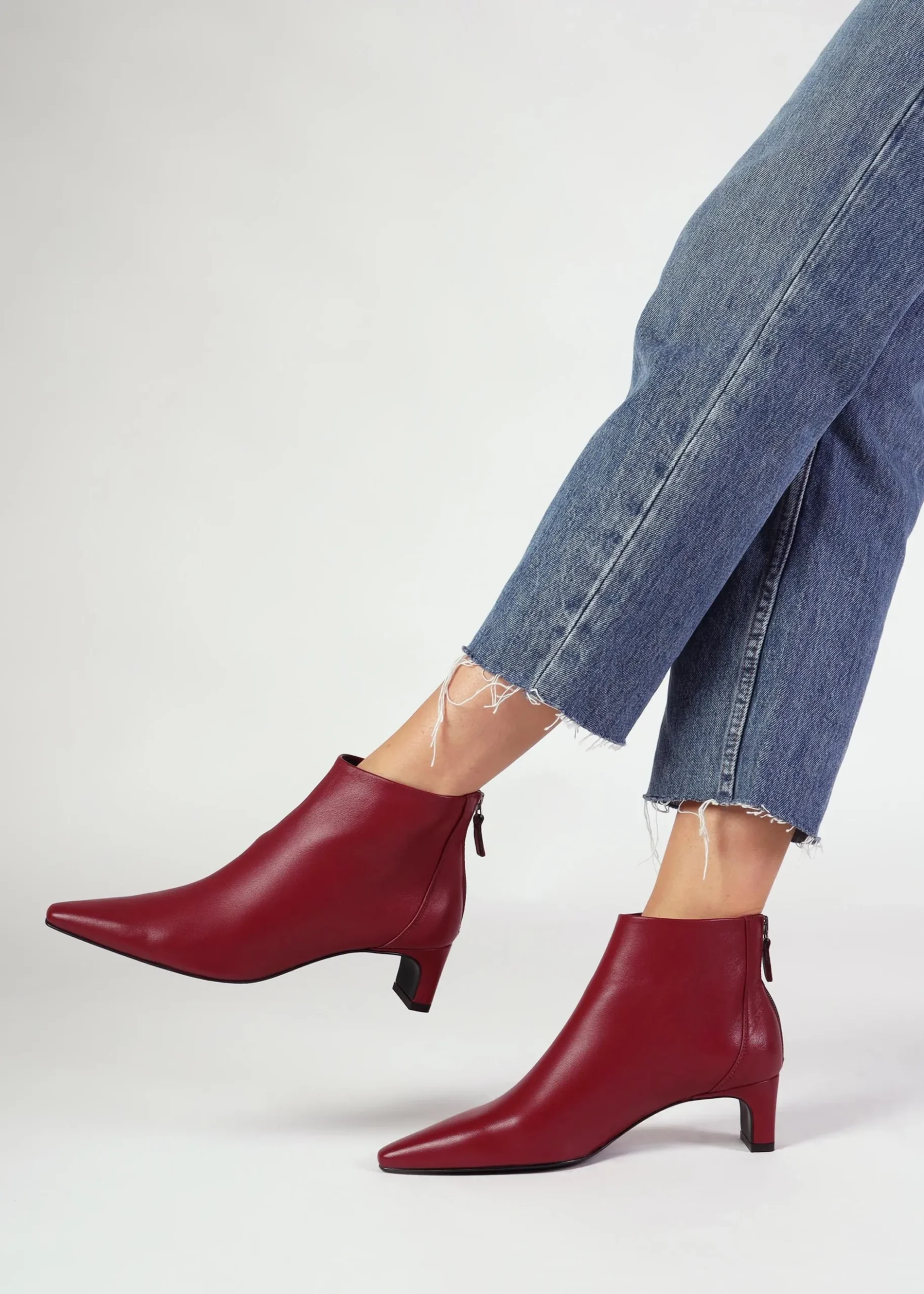 Hot DANIEL Sedda Burgundy Leather Low Heel Ankle Boots