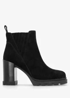 Online DANIEL Selly Black Suede Block Heel Chelsea Boots