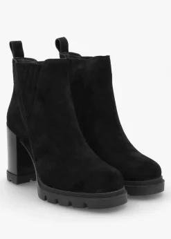 Online DANIEL Selly Black Suede Block Heel Chelsea Boots
