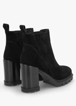 Online DANIEL Selly Black Suede Block Heel Chelsea Boots
