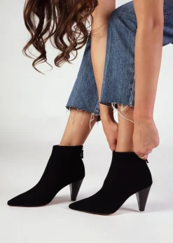 New DANIEL Serin Black Suede Zip Back Heeled Ankle Boots