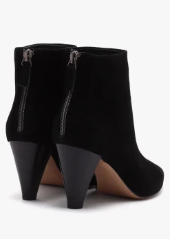 New DANIEL Serin Black Suede Zip Back Heeled Ankle Boots