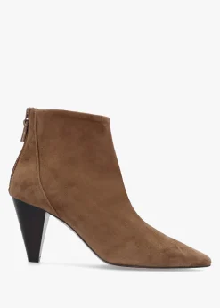 Fashion DANIEL Serin Taupe Suede Zip Back Heeled Ankle Boots