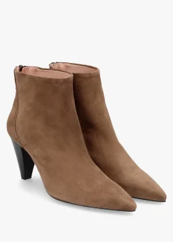 Fashion DANIEL Serin Taupe Suede Zip Back Heeled Ankle Boots