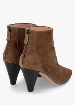 Fashion DANIEL Serin Taupe Suede Zip Back Heeled Ankle Boots