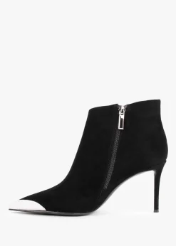 Discount DANIEL Setan Black Suede Toe Cap Heeled Ankle Boots