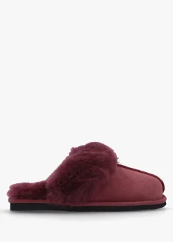 Sale DANIEL Shut Burgundy Sheepskin Twinface Slippers
