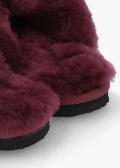 Sale DANIEL Shut Burgundy Sheepskin Twinface Slippers