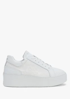 Outlet DANIEL Siblace White Leather Flatform Trainers