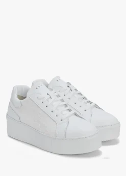 Outlet DANIEL Siblace White Leather Flatform Trainers