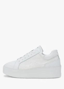 Outlet DANIEL Siblace White Leather Flatform Trainers