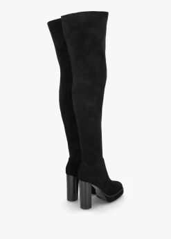 Online DANIEL Sippy Black Suede Over The Knee Platform Heeled Boots