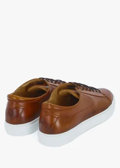 Sale OLIVER SWEENEY Sirolo Dark Tan Leather Cupsole Trainers