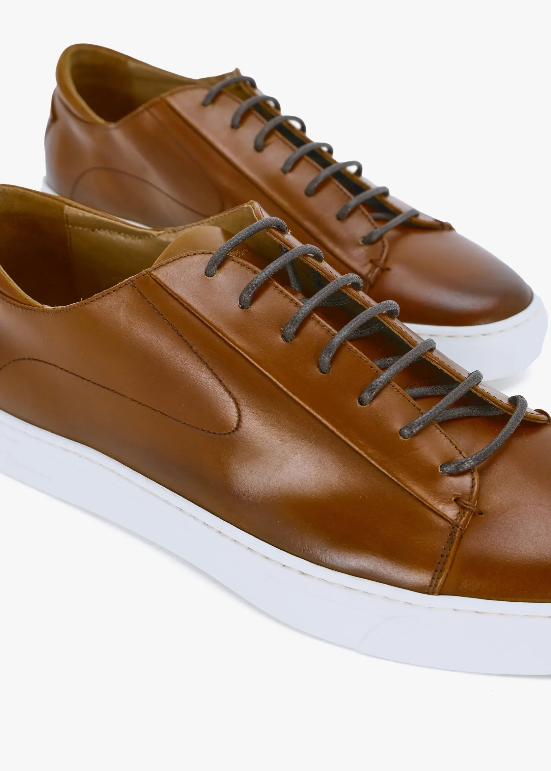 Sale OLIVER SWEENEY Sirolo Dark Tan Leather Cupsole Trainers