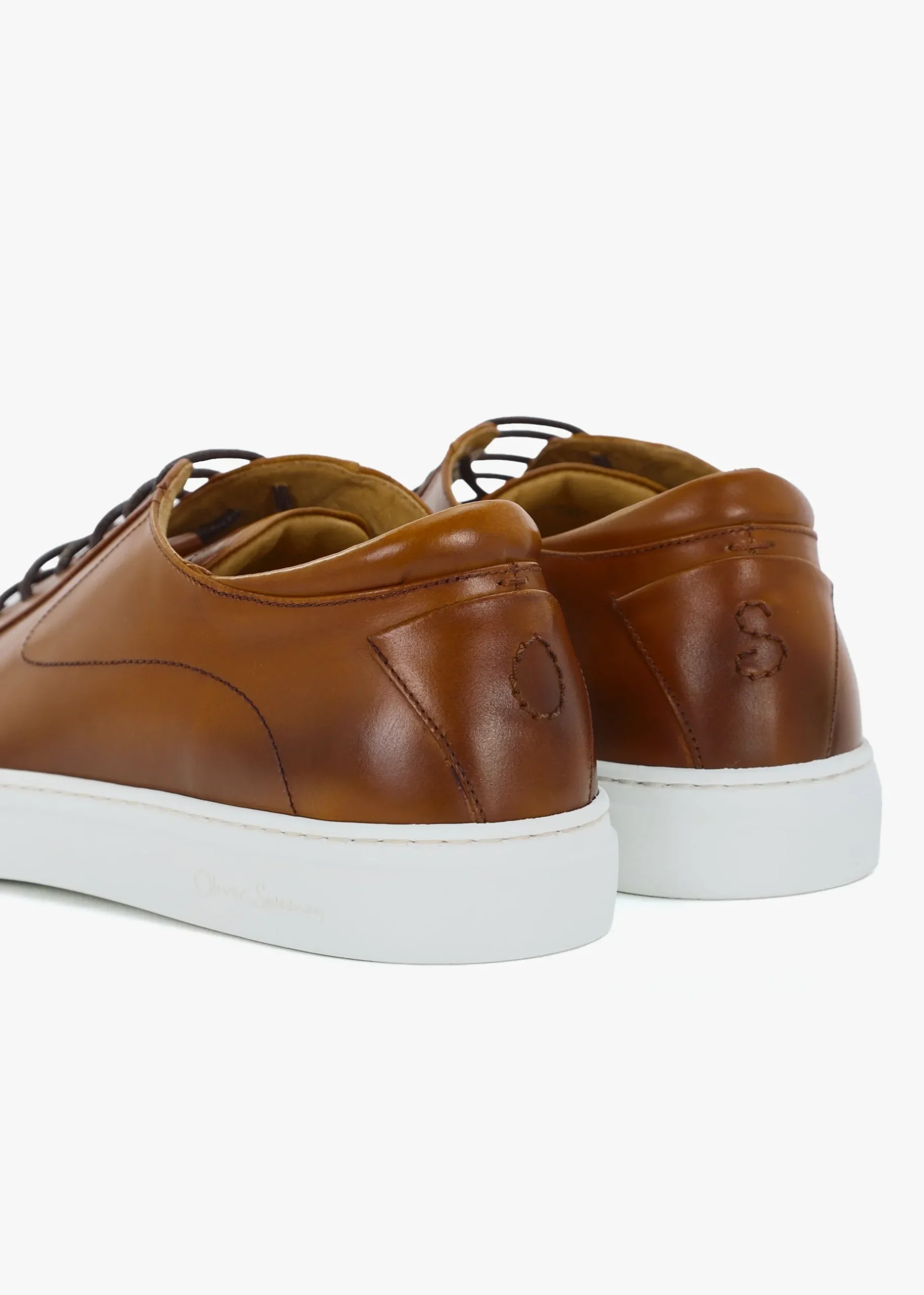 Sale OLIVER SWEENEY Sirolo Dark Tan Leather Cupsole Trainers