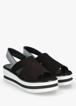 Hot DANIEL Slinger Black Suede Low Wedge Sandals