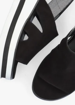 Hot DANIEL Slinger Black Suede Low Wedge Sandals