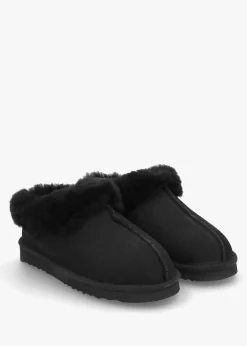 Discount DANIEL Somolly Black Suede Shearling Slippers