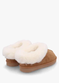 New DANIEL Somolly Tan Suede Shearling Slippers