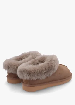 Fashion DANIEL Somolly Taupe Suede Shearling Slippers