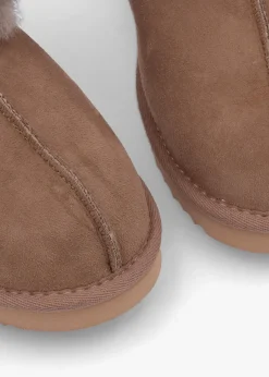 Fashion DANIEL Somolly Taupe Suede Shearling Slippers