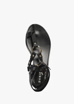 Discount DANIEL Sophie Black Leather Ankle Tie Sandals