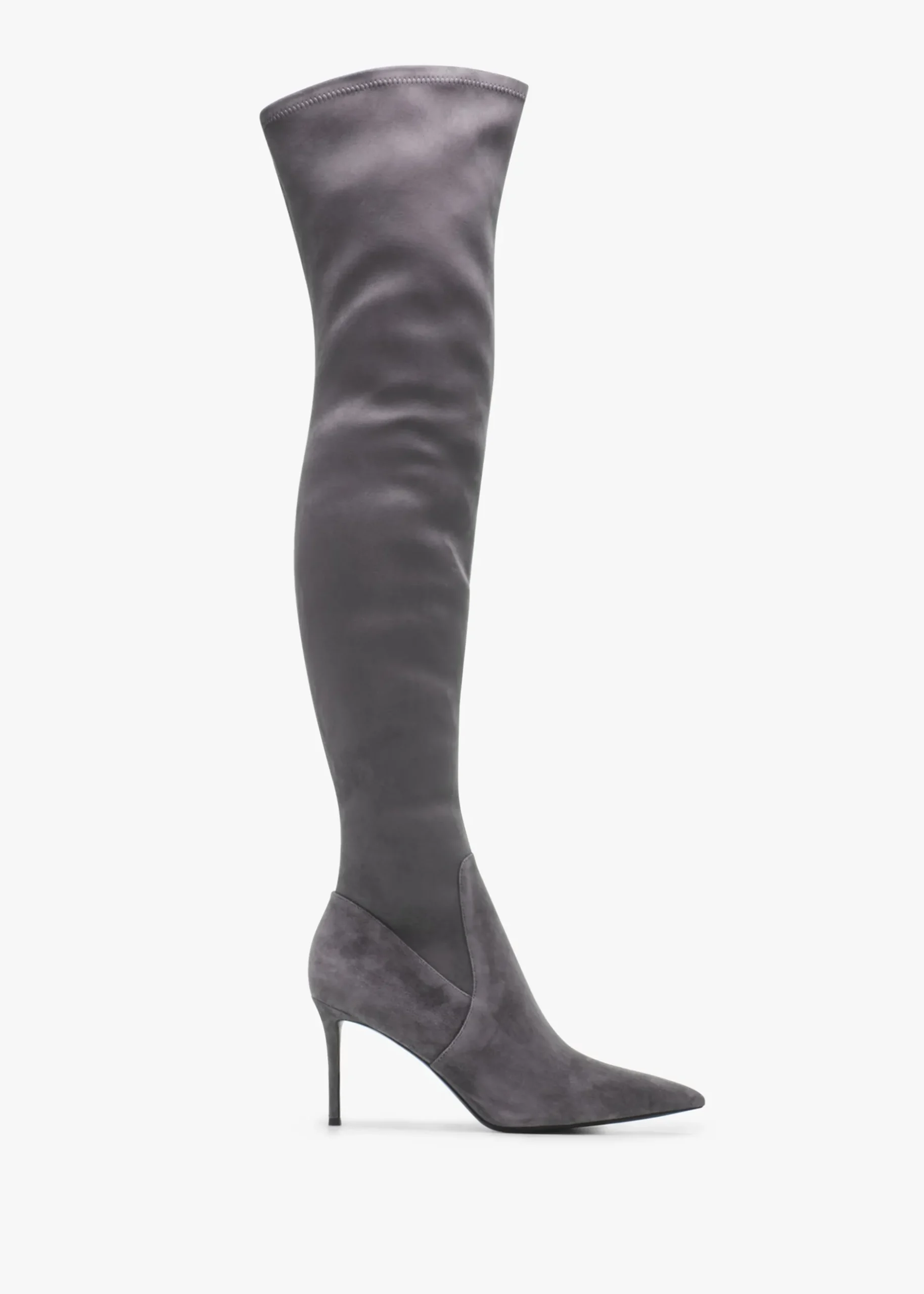 New DANIEL Stret Grey Suede Over The Knee Boots