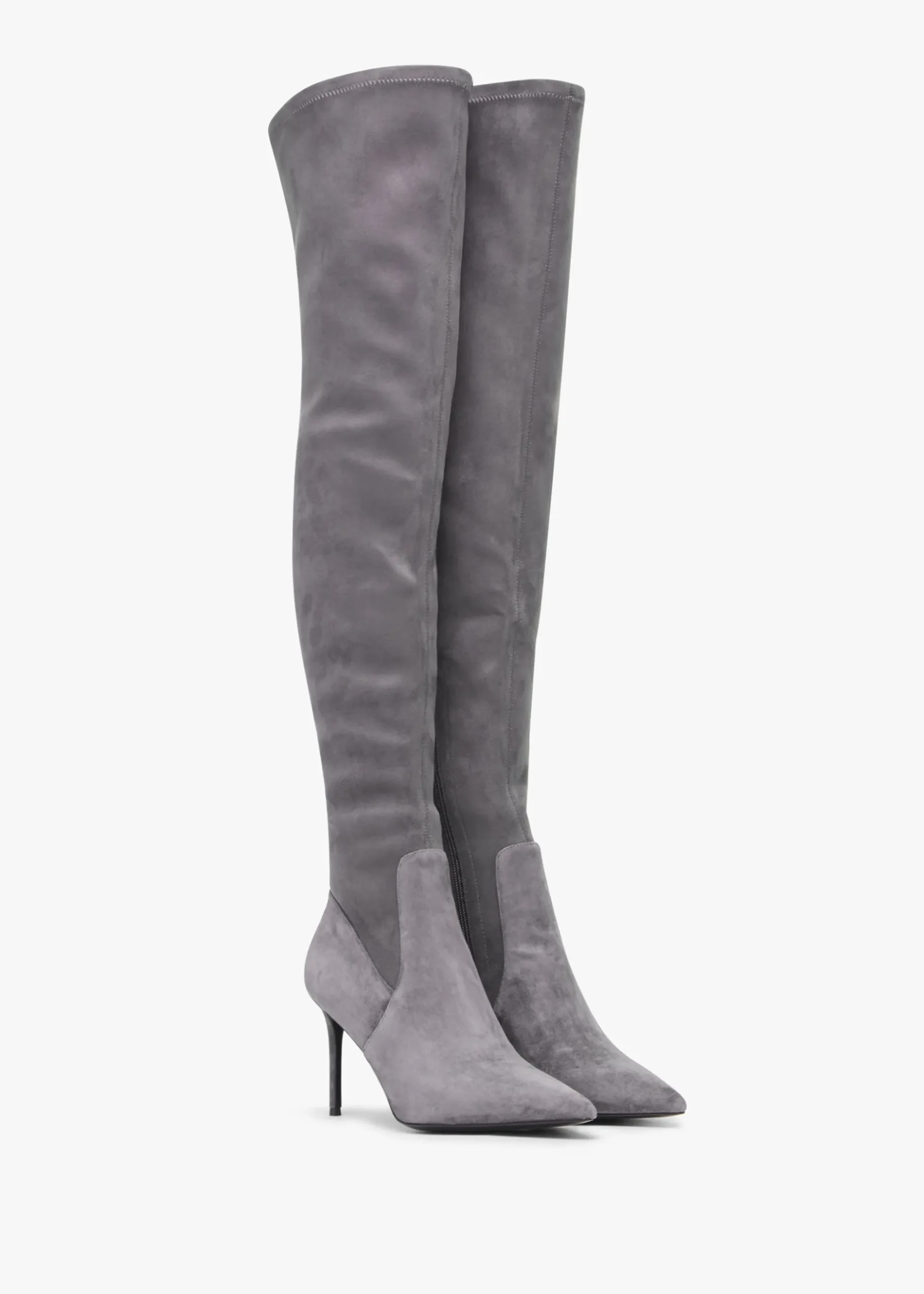 New DANIEL Stret Grey Suede Over The Knee Boots