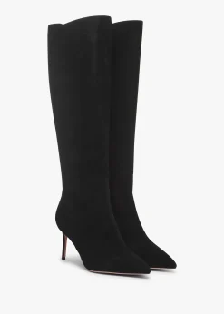 Online DANIEL Sylvia Black Suede Heeled Knee Boots