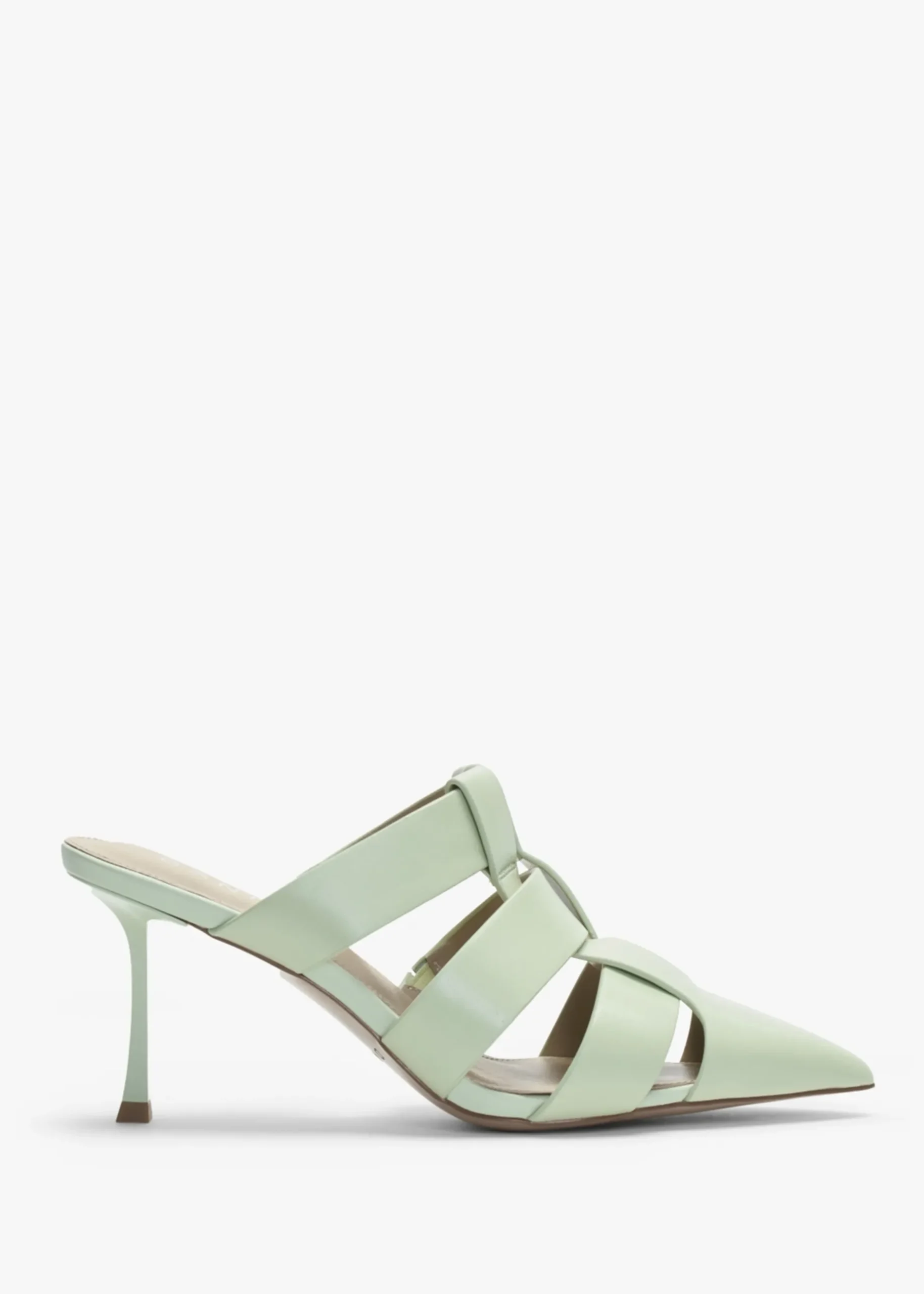 Sale DANIEL Sylvie Green Leather Pointed Toe Heeled Mules