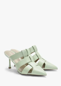 Sale DANIEL Sylvie Green Leather Pointed Toe Heeled Mules