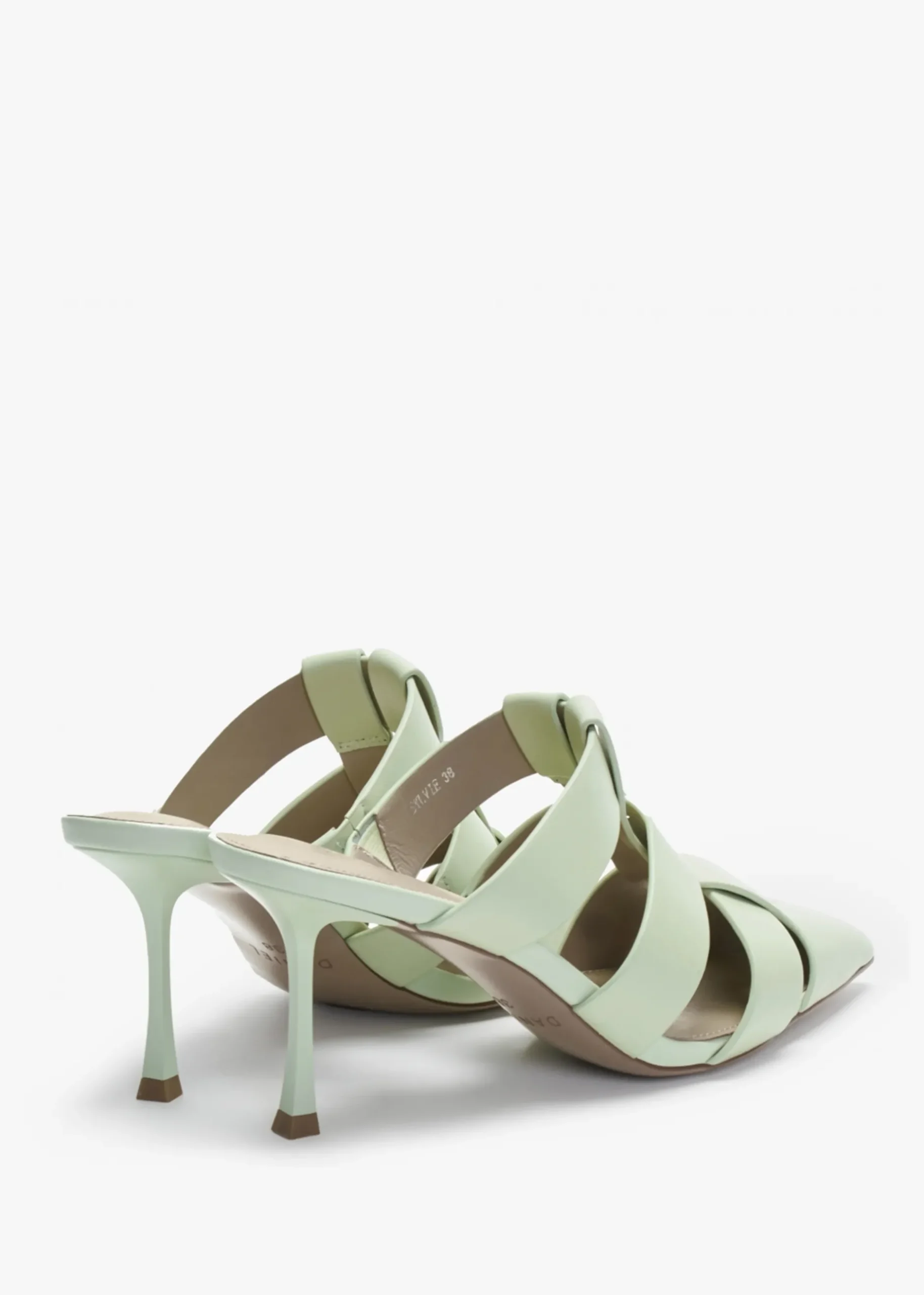Sale DANIEL Sylvie Green Leather Pointed Toe Heeled Mules