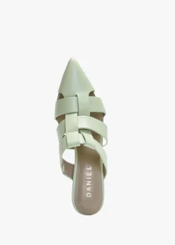 Sale DANIEL Sylvie Green Leather Pointed Toe Heeled Mules