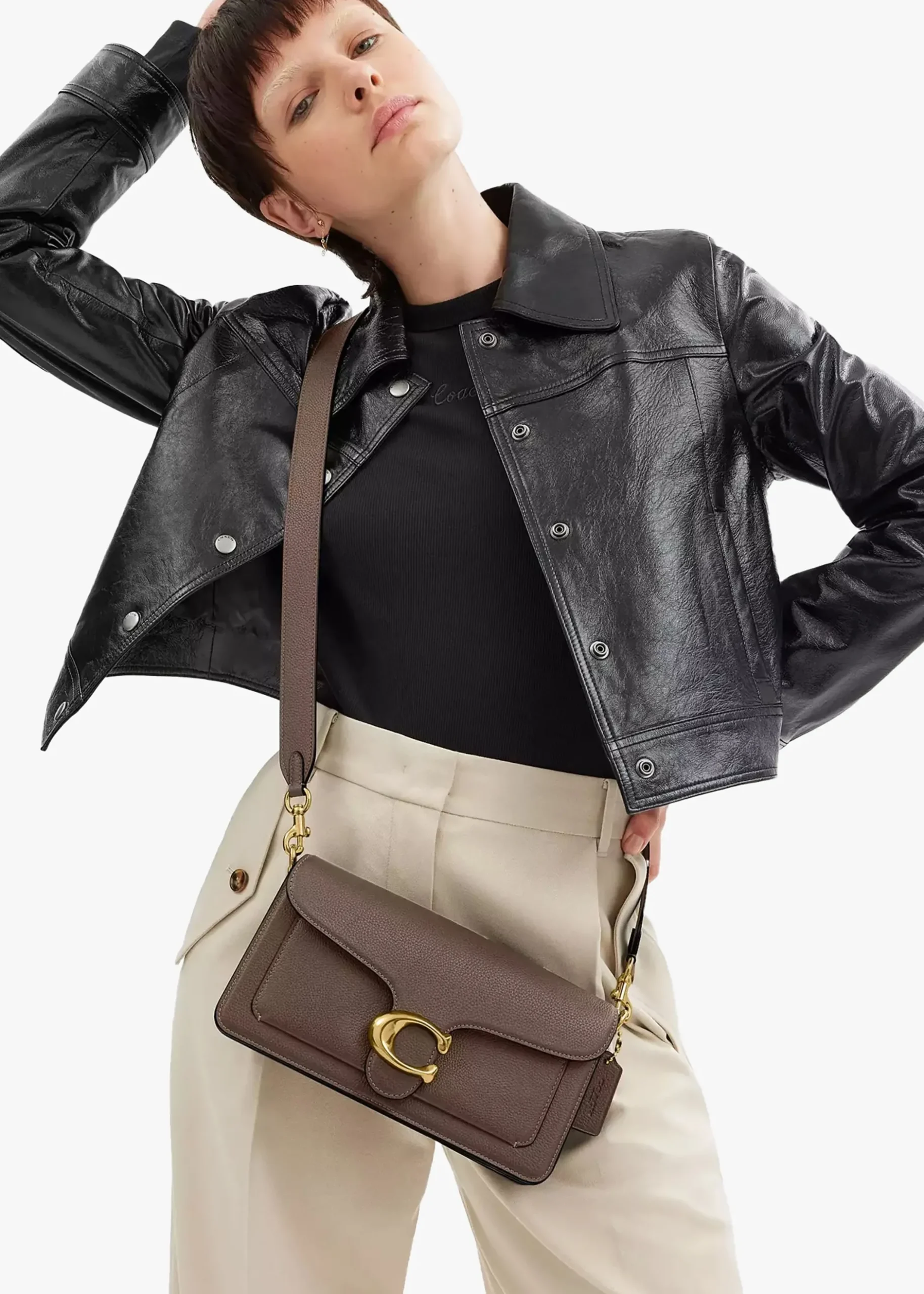 Discount COACH Tabby 26 Dark Stone Leather Shoulder Bag