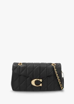 Sale COACH Tabby Quilted 26 Black Leather Shoulder Bag