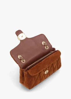 Hot COACH Tabby Quilted 26 Warm Brown Suede Shoulder Bag