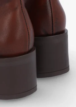 Best DANIEL Tabitha Brown Leather Block Heel Ankle Boots