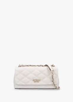 Discount GUESS Tamsin Quilted Off White Cross-Body Bag