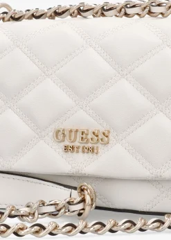 Discount GUESS Tamsin Quilted Off White Cross-Body Bag