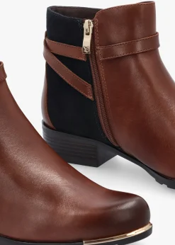 Online CAPRICE Tan Leather & Suedette Ankle Strap Boots