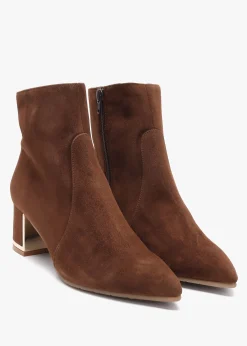 New LUCA GROSSI Tan Suede Block Heel Ankle Boots