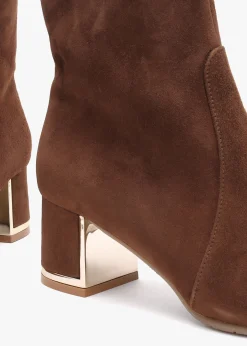 New LUCA GROSSI Tan Suede Block Heel Ankle Boots