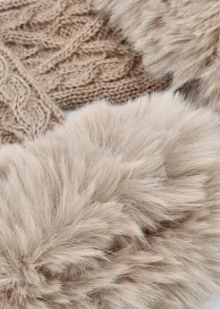 Outlet DANIEL Taupe Faux Fur Fingerless Gloves