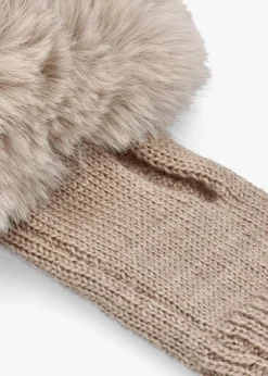 Outlet DANIEL Taupe Faux Fur Fingerless Gloves