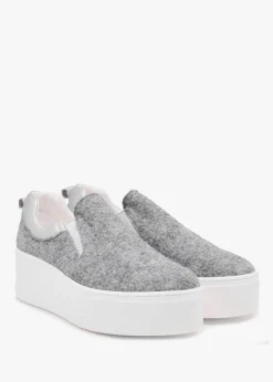 Discount DANIEL Teltro Grey Felt Flatform Slip On Trainers