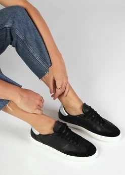 Online DANIEL Thamby Black Leather Low Profile Trainers