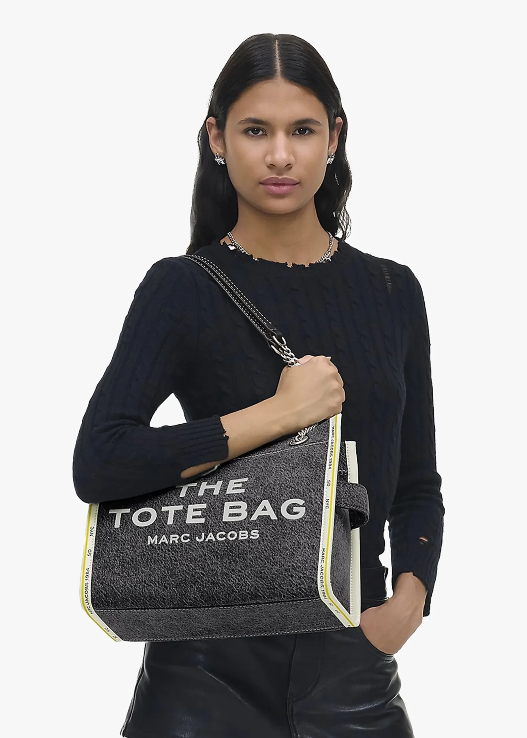 Outlet MARC JACOBS The Denim Chain Medium Black Wash Tote Bag